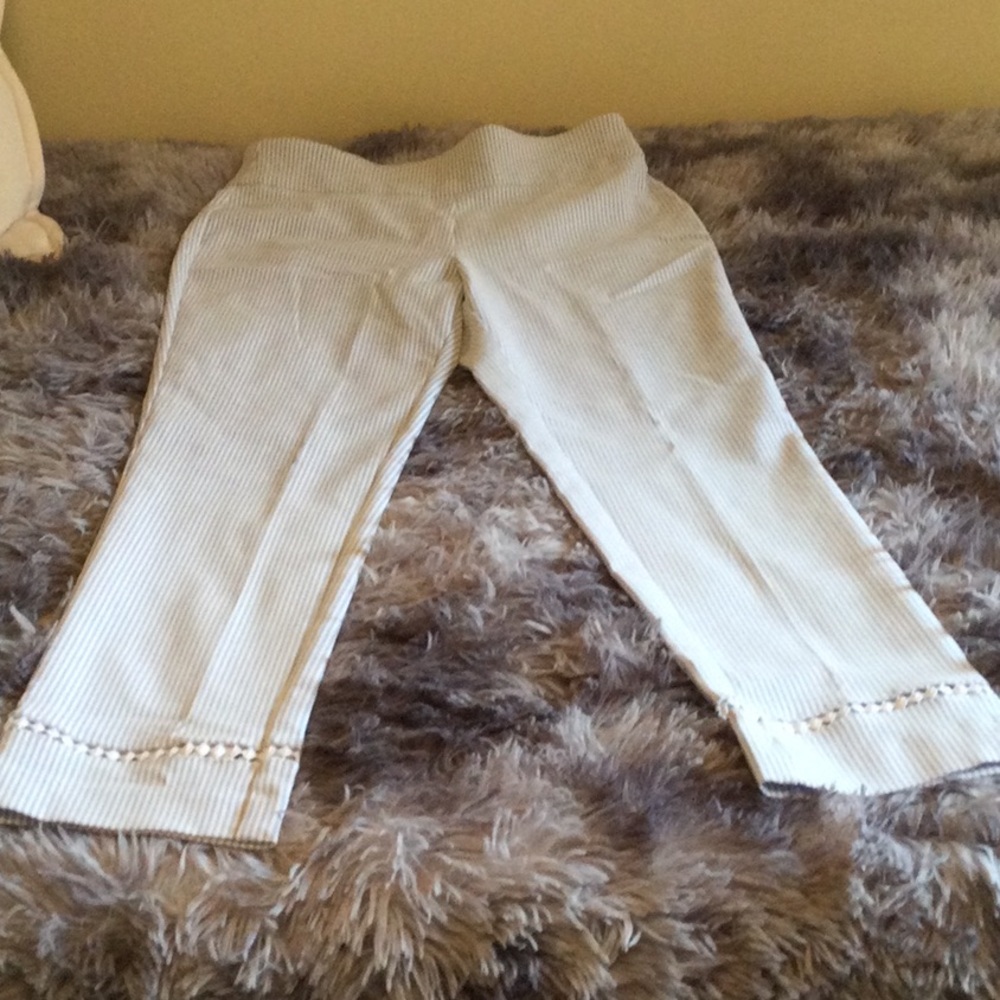 Striped White Cropped Pants Nwt